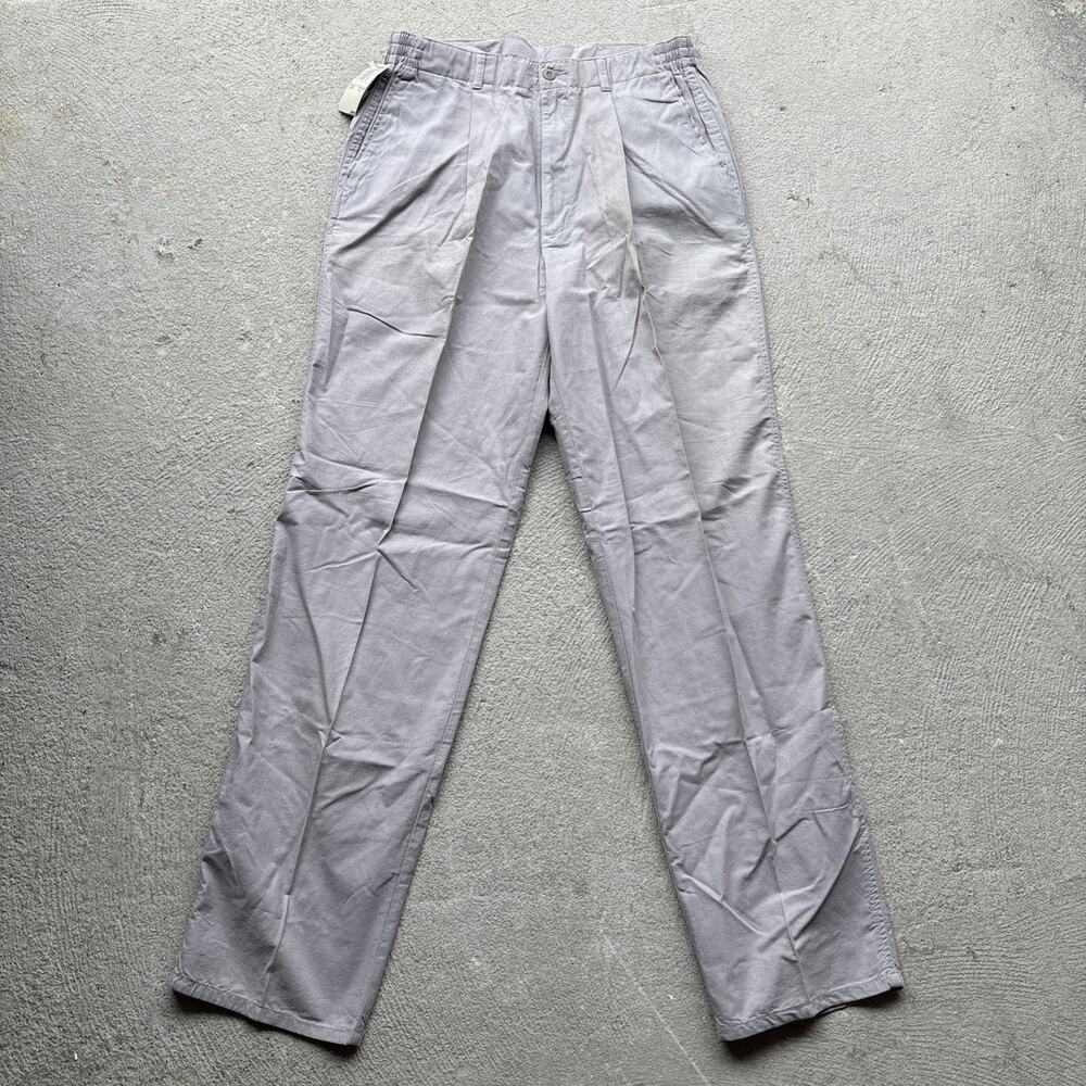 Vintage 80s Dockers Pants Mens 33x34 Grey Classic Fit Pleated Khaki Levis